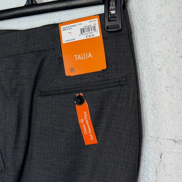 Tallia Men's Classic Fit Suit Separate Pant - Dark Grey 44x32 $135 - Picture 4 of 11